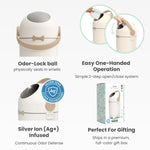 iTouchless Diaper Pail, Odorless Bin with Ag+ Silver Ion, Trash Can with Lid - Fits Any Bag, No Refills Needed, Award-Winning Nursery Baby Registry Gift - Boho Ivory