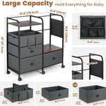 Orzbow 4 Tier Baby Rolling Storage Cart with Drawers, Detachable Baby Diaper Caddy Organizer and Storage, Metal Rolling Utility Cart for Nursery, Bedroom, Changing Table & Crib, Easy to Assemble, Gray