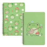 L1rabe 2 A5 Frog Spiral Notebooks Back to School Cute Frog Green College Ruled Hardbound Notebooks Exercise Book Diary Notepad Travel Journal for Kids Teens Students Girls Birthday Gift