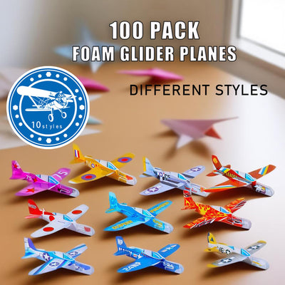 LUCKY GUESS Foam Gliders Planes Toys, Paper Airplane, Assorted Colors, Easy Assembly, Perfect for Party Favors & Classroom Prizes, Outdoor Flying Toys for Kids Boys and Girls (100 Pcs Foam Airplane)