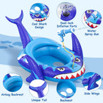 Shark Kids Pool Floats with Water Gun, Toddler Inflatable Pool Toys Gift for Kids 3-8 Years Old, Summer Outdoor Water, Beach, Swimming Pool Toys for Boys and Girls