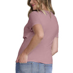 Motherhood Maternity Women's Short Sleeve Crew Neck Nursing Tee Shirt for Breastfeeding with Easy Access, Orchid Haze, Medium