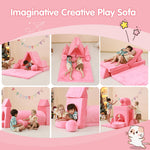 AIKSIWAI Couch Kids with Large Crawling Mat, Modular Play Couch Convertible Tunnel for Boys and Girls or Pet , Kid Sofa for Inspiring Child Versatile and Imaginative,Gift for Kids