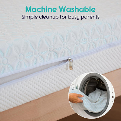 Grbsy 4 in 1 Crib Mattress, 6" Dual Sided Memory Foam Toddler Bed Mattress, Cotton Heat & Tencel Cooling Cover, Firm Breathable Baby Mattress for Infant & Toddler, Waterproof Linning & Washable
