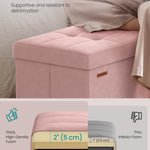SONGMICS Mazie Collection - 30 Inches Storage Ottoman, Foldable Storage Bench with Flipping Lid, 660 lb Load Capacity, for Entryway, Living Room, Bedroom, Velvet Fabric, Jelly Pink ULSF048SA03