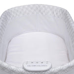 Delta Children Sweet Dreams Bassinet with Airflow Mesh Bedside Portable Crib with Vibration Lights and Music, Grey Infinity