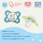 MAM Original Baby Pacifiers 0-6 Months, Binky for Newborn Babies, BPA-Free Skin Soft Silicone Nipple, Glows in The Dark, Developed with Medical Experts, 4 Count, Made in Europe