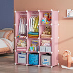 VIPZONE Baby Dresser, Kids Closet Organizers, Portable Kids Wardrobe for Closet, Bedroom, Nursery, Cubby, Cabinet, Clothes, Dress, Baby Storage Shelf, Armoire Clothes Hanging (12 Cube, Pink)