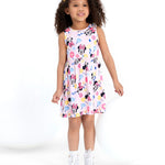 Disney Minnie Mouse Toddler Girl Dress Colorful Floral Pattern Casual Sundress Sleeveless Summer Outfit School Holiday Clothes Pink 2T