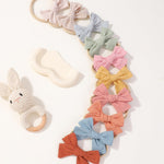 doboi 10PCS Baby Girls Headbands Hair Bows Nylon Cotton Linen Hairbands Handmade Hair Accessories for Newborn Infant Toddlers Little Girl and Kids 3.5Inches