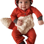 Noubeau Newborn Baby Girl Boy Halloween Cosplay Cartoon Clothes Fox Coat Fur Bodysuit Jumpsuit Hooded Playsuit Romper