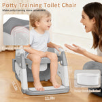 Potty Training Seat with Step Stool Ladder, 3-in-1 Toddler Potty Training Toilet Seat for Boys Girls, Height Adjustable Foldable Toddler Potty with Splash Guard, Non Slip Pad and Safety Handles(Grey)