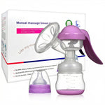 Manual massage breast pump with packaging on a white background