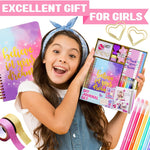 DIY Journal Kit for Girls - DIY Journal Set for Tween & Teen Girls, Stationery Set, Scrapbook & Diary Supplies Set, Journaling Art Crafts Kit, Ideal Gifts for 8 9 10 11 12 13 14 Year Old Girl