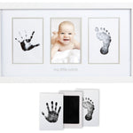 Pearhead Baby Hand and Footprint Kit - Inkless No Mess Clean-Touch Ink Pad, Newborn Keepsake Frame, Nursery Decor Essentials, Perfect Shower Gift for Boys and Girls, White