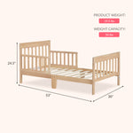 Dream On Me Finn Toddler Bed in Vintage White Oak, Greenguard Gold and JPMA Certified, Non-Toxic Finish, Made of Sustainable New Zealand Pinewood, Low-to-Floor Design with Safety Guard Rails
