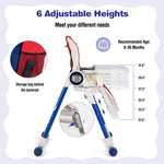 BABY JOY High Chair for Babies & Toddlers, Foldable Highchair with Adjustable Backrest/Footrest/Seat Height, Double Removable Trays, Detachable Seat Cushion, 4 Lockable Wheels (Colorful)