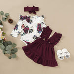 Kucnuzki Newborn Baby Girl Clothes Toddler Long Sleeve Ruffle Romper Top Infant Skirt Set Little Girl Overall Dress