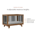 Babyletto Hudson 3-in-1 Convertible Crib with Toddler Bed Conversion Kit in Natural Walnut/Black, Greenguard Gold Certified