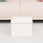 B FSOBEIIALEO Folding Storage Ottoman, Faux Leather Footrest Seat Coffee Table Toy Chest Kids, White 16.5"x12.6"x12.6"
