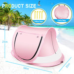 Baby Beach Tent,Large Pop Up Beach Tent Sun Shade for Beach,Portable Baby Travel Tent with Mosquito Net,Indoor Baby Play Tent,UPF 50+ UV Protection Sun Shelters (Pink)