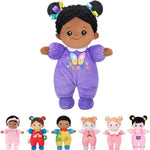 OUOZZZ Soft Baby Doll for Girls - My First Baby Doll Birthday Gifts for Girls Plush Rag Dolls Tulip Pink Dress Toy for Toddlers Kids Infants 10"