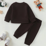Kucnuzki Baby Girl Fall Winter Clothes Brown Crewneck Sweatshirt Plain Long Sleeve Shirts Cute Tops Baby Pants 12 18 Months Girl Clothes Toddler Outfit