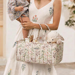 Blissful Diary Floral Diaper Caddy Organizer, Stylish Nursery Storage Basket - Gift for Baby Shower, Baby Registry Must Have, Newborn Essentials - Baby Caddy Organizer - Pastoral Daisy