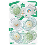 Tommee Tippee Night Time Pacifier, 18-36 Months, Symmetrical Silicone Baglet, BPA-Free Binkies, Glow in The Dark Technology, Green Rainbow, Pack of 6