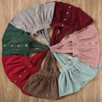 One opening Cute Baby Girl Corduroy Skirt Dress Infant Toddler Suspender Straps Casual Skirt Sundress Spring Summer Clothes (Brown, 1-2T)