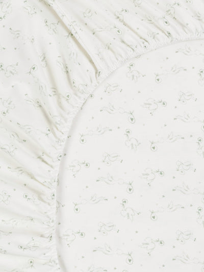 Under The Nile Organic Cotton Crib Sheet - Stork, 51" x 28"