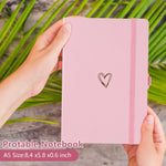 A5 Lined Journal Notebook, Hardcover Note Book Leather Journals for Girls Women,Cute Heart Pattern Design A5 Diary Notepad for Work, School, Note Taking, Business (Pink)