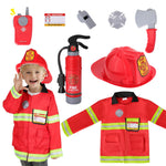 Popsunny Firefighter Costume for Kids 3 4 5 Years, Toddler Fireman Toy with Dress Up Outfit & Fire Extinguisher, Christmas Pretend Play Gift for Toddler Boys Girls