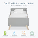 Dream On Me Osko Convertible Toddler Bed Made with Sustainable New Zealand Pinewood in Grey, BSA & Greenguard Gold Certified, Non-Toxic Finish