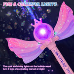 Britik Bubble Wands for Kids Girls - LED Light & Music Bubble Machine: 3 AA Batteries & 2 Bubble Solutions, Outdoor Party Birthday Toys for Toddlers, Gift for 3 4 5 6 7 8 Year Old Girls