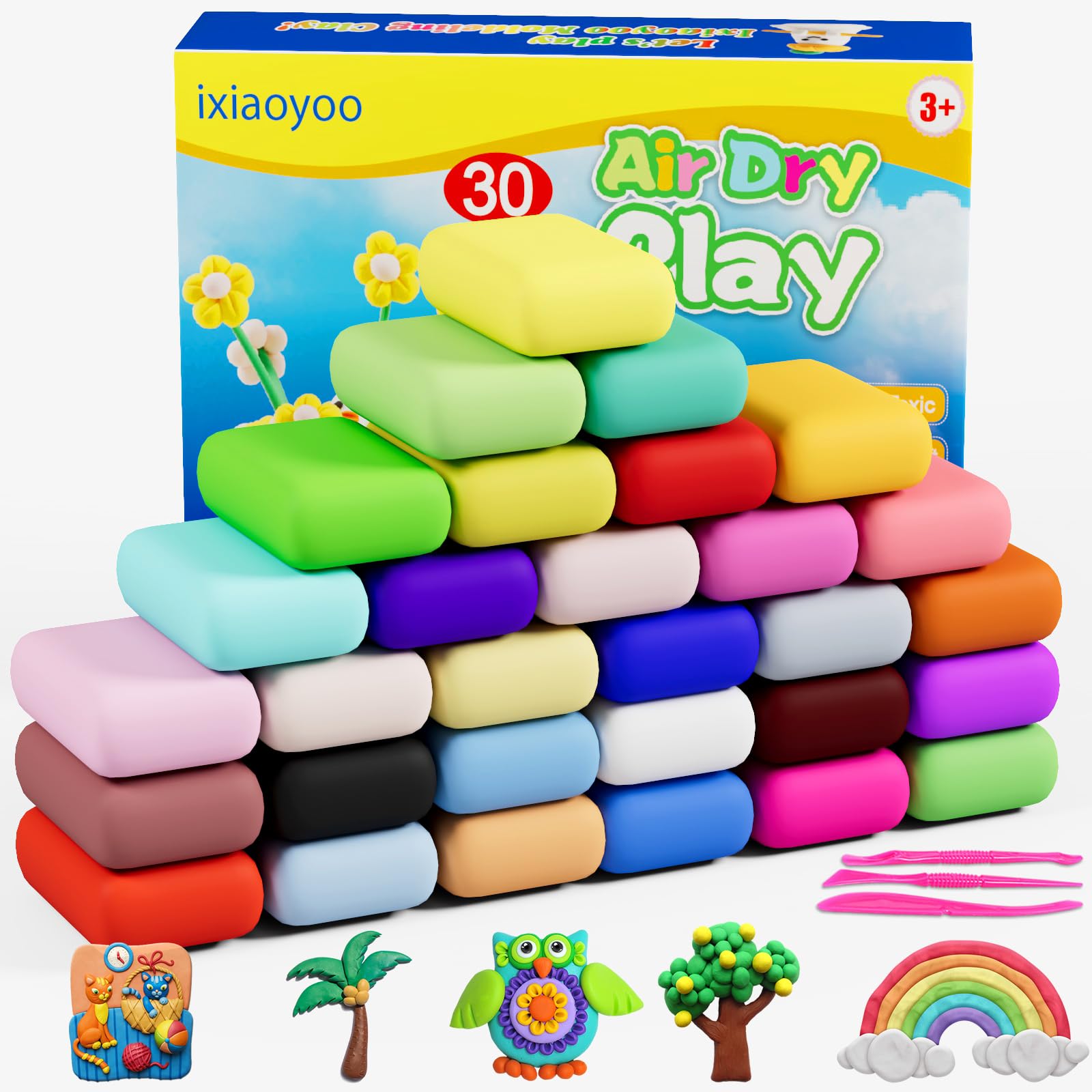 Air Dry Clay, 100 Colors Modelling Clay for Kids, DIY Molding Magic Clay for with Tools, Soft & Non-Sticky, Toys Gifts for Age 3 4 5 6 7 8+ Years Old Boys Girls Kids