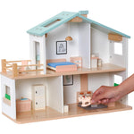 Jewelkeeper 2 Storey Dollhouse Wooden - Kids Pretend Play Dream House - Wooden Dollhouse for Girls - Large Wood Doll Houses Playset Gift for Girl Ages 3 and Up -15.7x19.6 inch