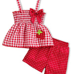 Doresbebe 12 Month Girl Clothes Baby Clothes Summer Toddler Girl Outfits Strawberry Ruffle Shirts Tank Tops Shorts Set Gifts for Girls Clothing Red