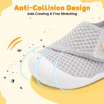 FEETCITY Baby First Walker Shoes Boys Girls Wide Infant Shoes Barefoot Baby Sneakers Newborn Crib Shoe Flexible Infant Shoe Grey