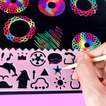 Cityrosy 32 pcs Drawing Stencils,Rainbow Scratch Paper for Stencils, Kids Activity Kit,Suitable for Classroom,Birthday,Party