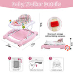 5 in 1 Foldable Baby Walker, Activity Baby Walker-Baby Bouncer, Rocker, Activity Center,Seat and Push Walker,Detachable Trampoline Mat, Adjustable Speed Rear Wheels and Height,Ages 6-18 Months(Pink)