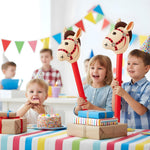 TOATOM 6 Pcs Inflatable Horse Head Balloons, 37 Inch Beige Inflatable Horse Stick Balloons, Pony Stick Blow up Balloon for Western Cowboy, Baby Shower, Birthday Party Decorations (Beige-6 Pcs)