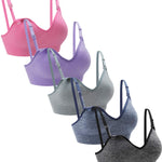 Suekaphin Nursing Bra 5pack Wireless Deep V Neck Maternity Nursing Bra Bralette Sleeping Breastfeeding with Extenders,Medium,Melange-A
