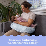 Boppy Nursing Pillow - Ergonomic Bottle & Breastfeeding Pillow with High, Firm, Large Area, Water-Repellent Cushion with Washable Cover; Baby Safety Alliance Verified - Blue Speckled Current