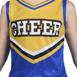 Spooktacular Creations Girl Blue Cheerleader Costume, Halloween Cute Cheer Uniform Outfit with Accessories for Halloween High School Cheerleader Dress Up Costume-S