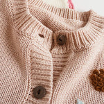 Simplee kids Baby Cardigan Hand Knitted Cardigan with Hand Embroidery Sweater Long Sleeve Baby Girl Coat for Winter and Autumn 6-12 Months B - Pink