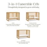 Namesake Nantucket 3-in-1 Convertible Crib with Toddler Bed Conversion Kit in Honey, Greenguard Gold Certified