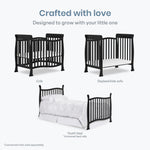 Dream On Me Violet 4-In-1 Convertible Mini Crib In Black, Greenguard Gold Certified, JPMA Certified, 3 Position Mattress Height Settings, Non-Toxic Finish