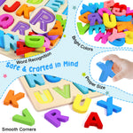 Attmu Alphabet Puzzles Wooden Puzzles for Toddlers Toy, Shape ABC Puzzle Alphabet Learning Toys Preschool Educational Toys Gift for Girls Boys