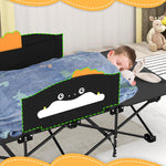 ZENPETIO Kids Camping Cot, Foldable Toddler Bed with Safety Rails & Glow-in-The-Dark Blanket, Sturdy Portable Design for Travel, Indoor Outdoor Sleeping Cot for Toddlers Kids